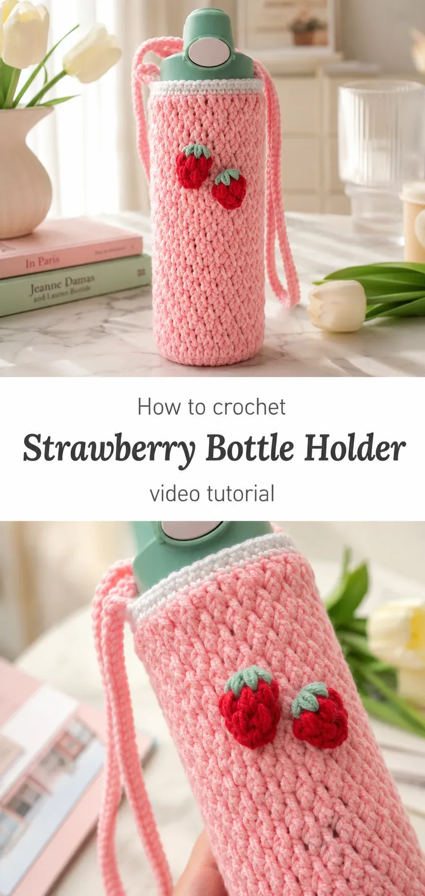 Crochet Strawberry Bottle Holder: A Sweet Functional Charm