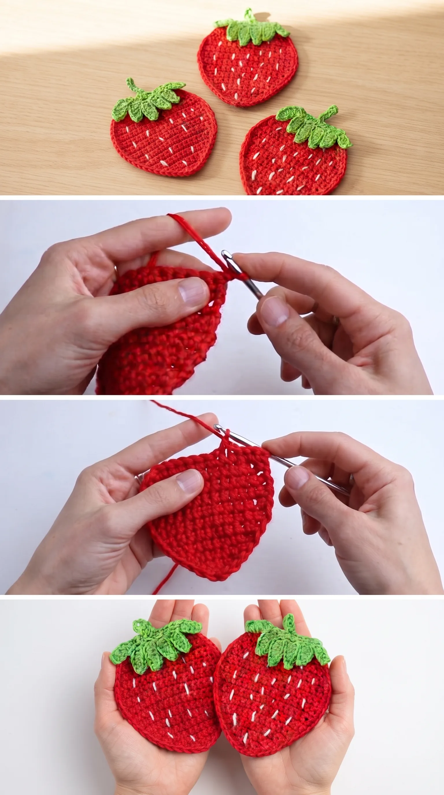 Crochet Strawberry Coaster: A Sweet and Charming Touch pattern
