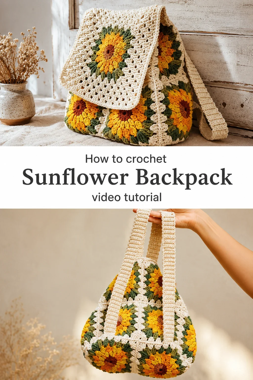 Crochet Sunflower Backpack: A Charming Boho Essential