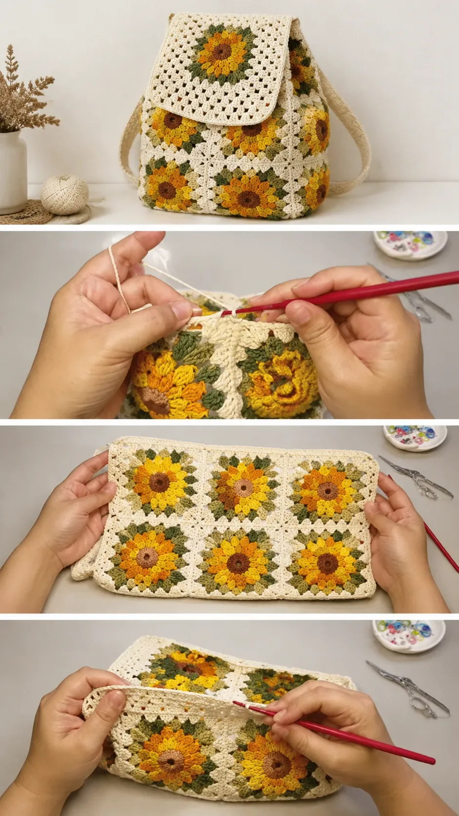 Crochet Sunflower Backpack: A Charming Boho Essential pattern