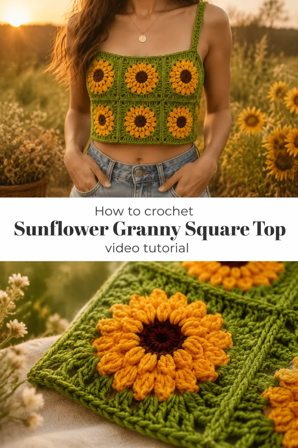 Crochet Sunflower Granny Square Top: A Bright Boho Statement