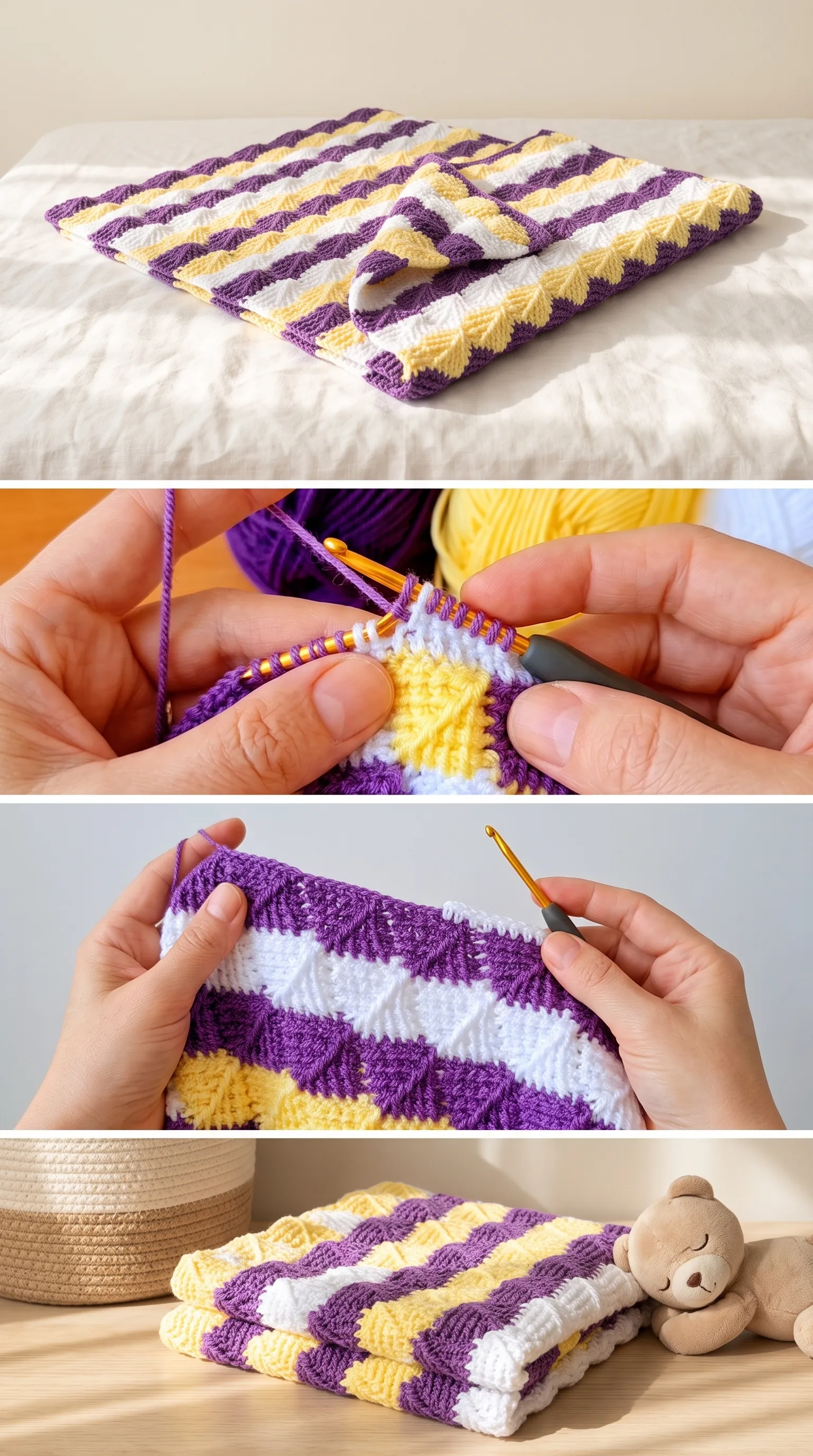 Crochet Tunisian Baby Blanket: A Soft and Colorful Treasure pattern