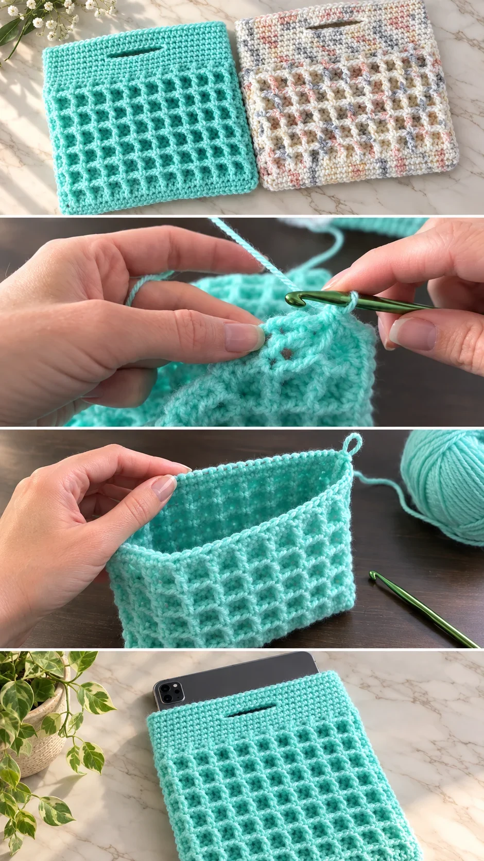 Crochet Waffle Tablet Sleeve: A Chic Functional Accessory pattern