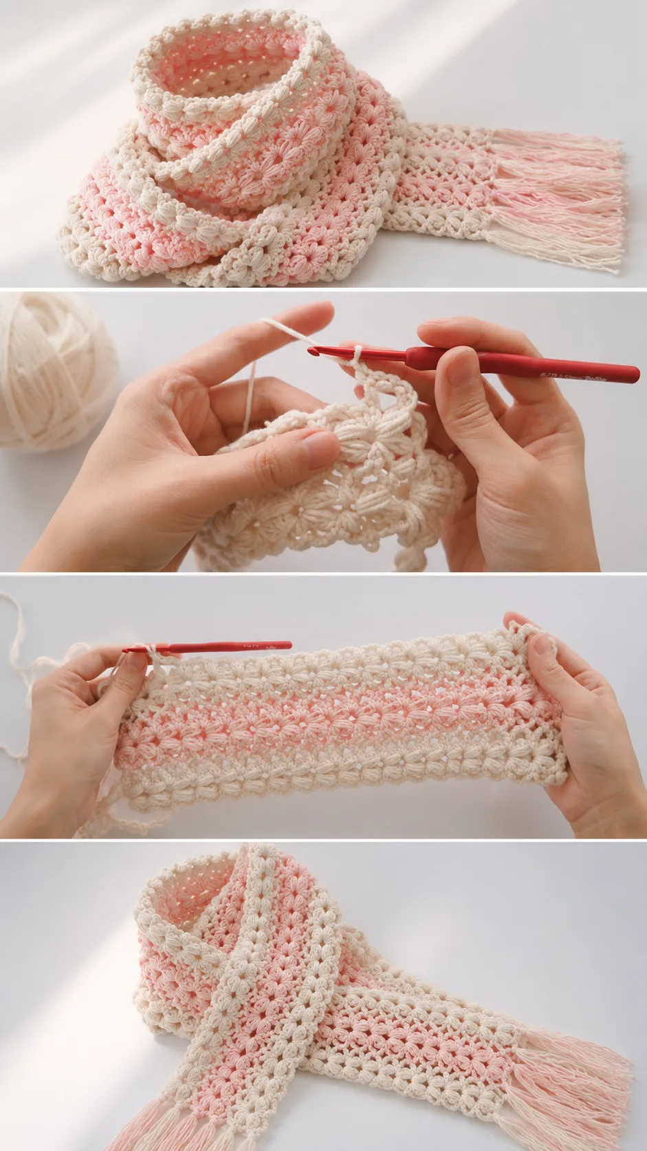 Crochet Wheat Ear Scarf: A Fluffy and Warm Delight pattern