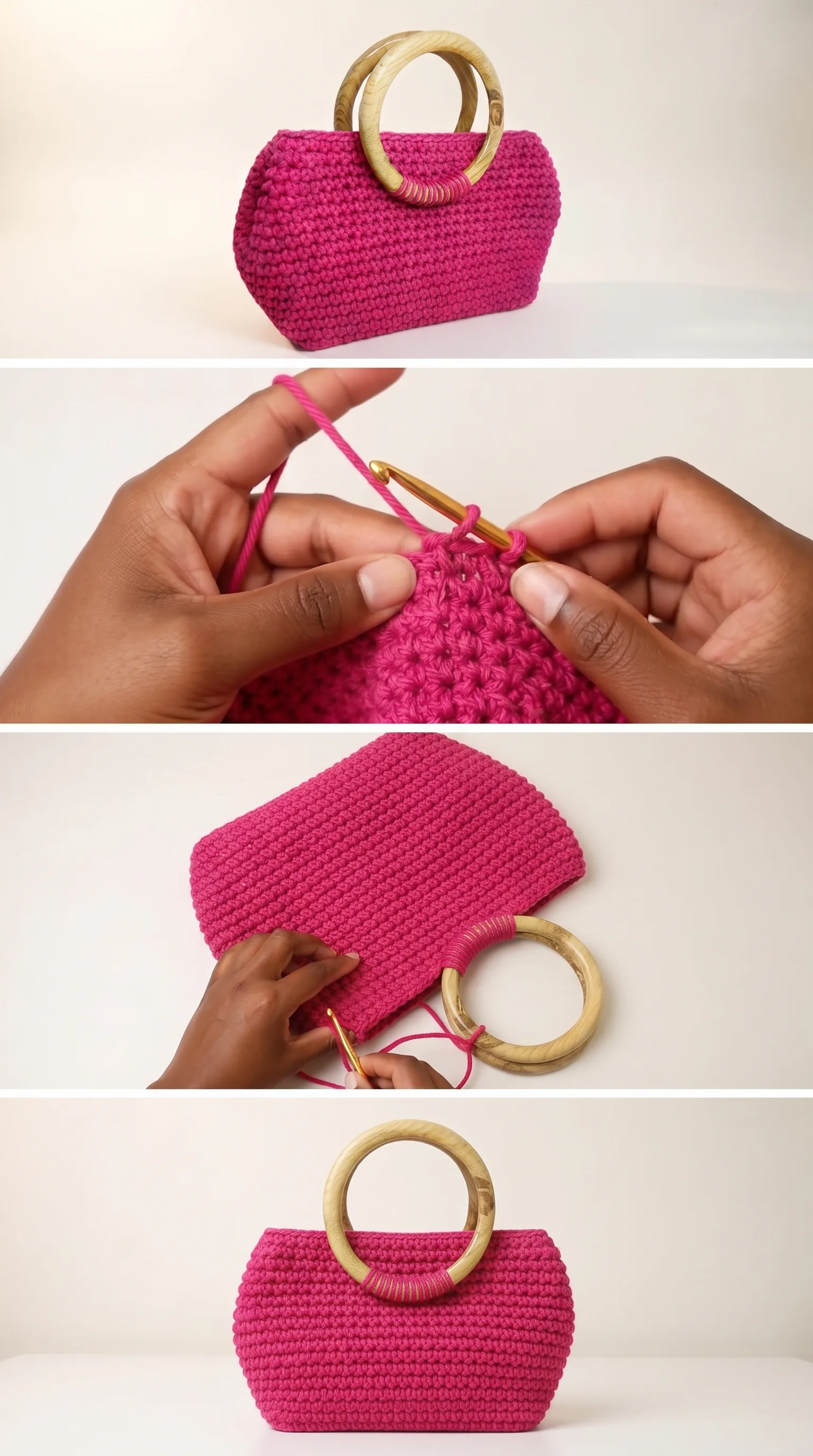 Crochet Wooden Handle Bag: A Chic Timeless Accessory pattern